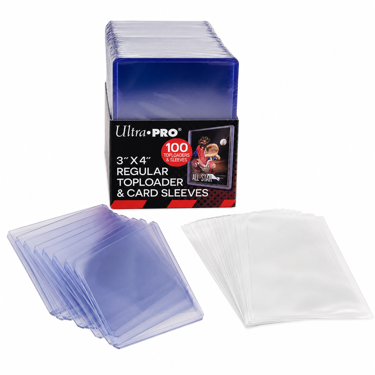 Ultra Pro Toploader + Soft Sleeves Set – 100 Stück (3" x 4")